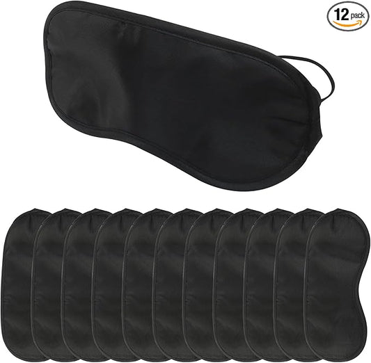 12 Pack Disposable Sleep Masks with Nose Pad, Comfortable Blindfold Eye Cover for Travel, Meditation, and Naps(Black)