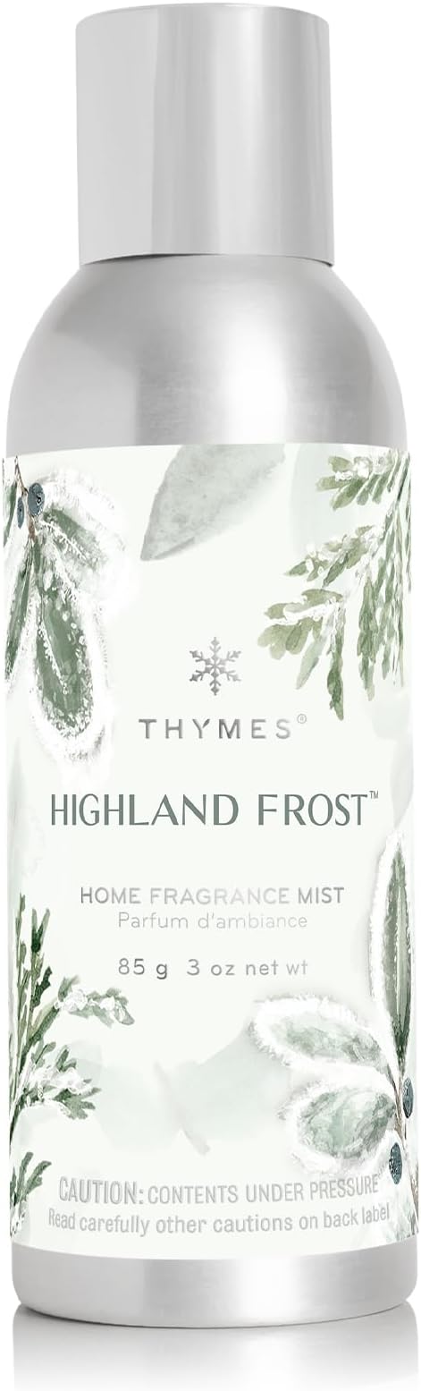 Thymes Home Fragrance Mist – Room Air Fresheners for Home Long Lasting – Air Freshener Spray – Premium Home Fragrance with Crisp Notes of Sage, Eucalyptus, & Cypress Needles (Highland Frost, 3 oz)