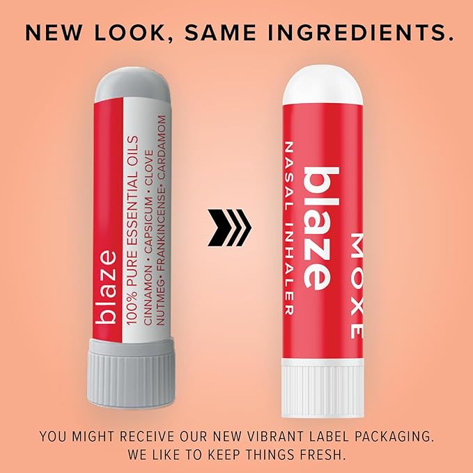 MOXE Blaze Nasal Stick | Calming Comfort + Mental Balance | Thieves Oil Inhaler Provides Soothing Spicy Sensation | Aromatherapy Inhaler with 100% Pure Essential Oils, Frankincense (1 Pack)