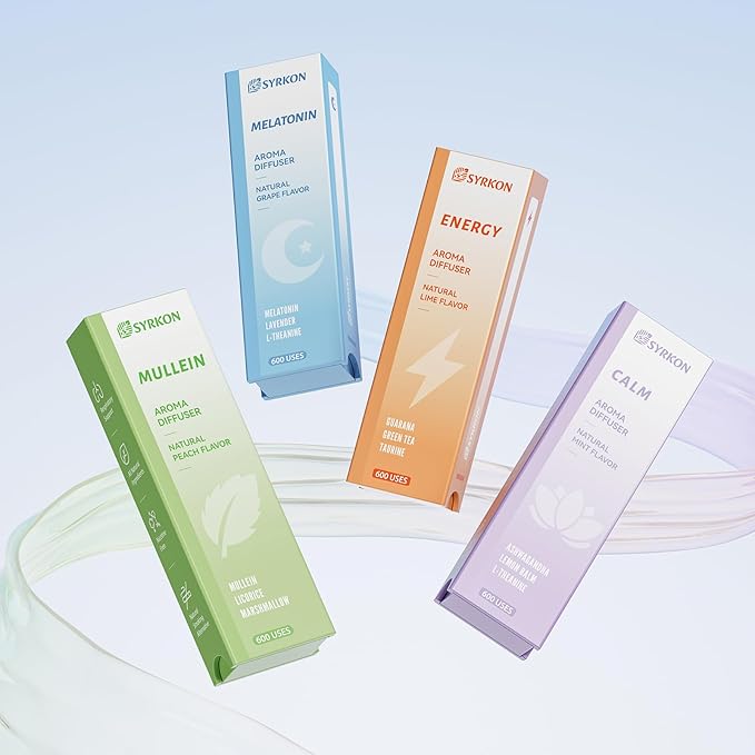3-in-1 Herbal Diffuser Pens, Mullein for Lung Support | Calm Mood | Sleep Support, with Ashwagandha & Lavender, Melatonin & L-Theanine, Total 1800 Uses