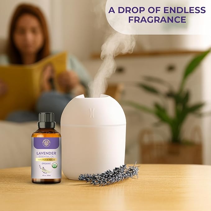 Organic Lavender Essential Oil | USDA Certified Organic Lavender Oil | for Skin and Hair | for Aromatherapy and Diffusers | 30ml
