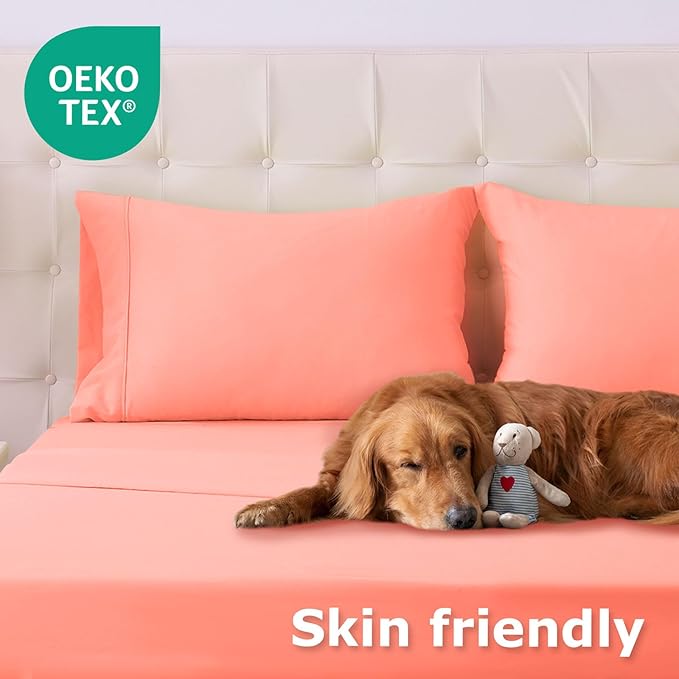 Queen Size Bed Sheet Set - 4 Piece Soft Microfiber Sheets with Deep Pockets, Cooling Technology, and Wrinkle-Free Pillowcase. Hotel-Quality, Durable Bedding, Desert Flower