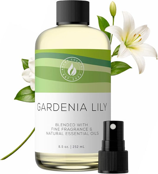 Aroma Country Gardenia Lily Diffuser Oil - Luxury Essential Oils for Diffuser Refill & Air Freshener Room Spray - Long-Lasting & Natural Home Fragrance, Scented Oil for Diffusers (8.5 Fl. oz)