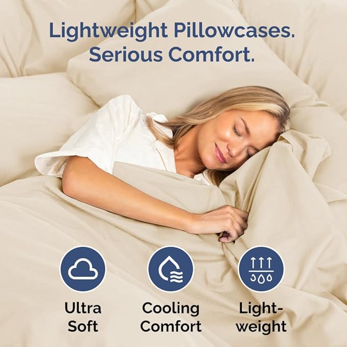 King Standard Pillow Cases Set of 4 - Soft Hotel Quality Pillowcase Covers - Comfy Bedding for Women, Men, Kids & Teens - Machine Washable Pillow Protectors - 4 Piece - King Standard Size Off White