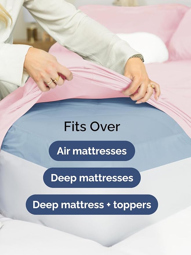 Extra Deep King Sheet Set - 4 Piece Breathable & Cooling Bed Sheets - Easily Fits 18 to 24 inch Mattress - Ultra Soft, Wrinkle & Fade Free w/ Extra Deep Pockets - Hotel Luxury Bedding - Lavender Pink