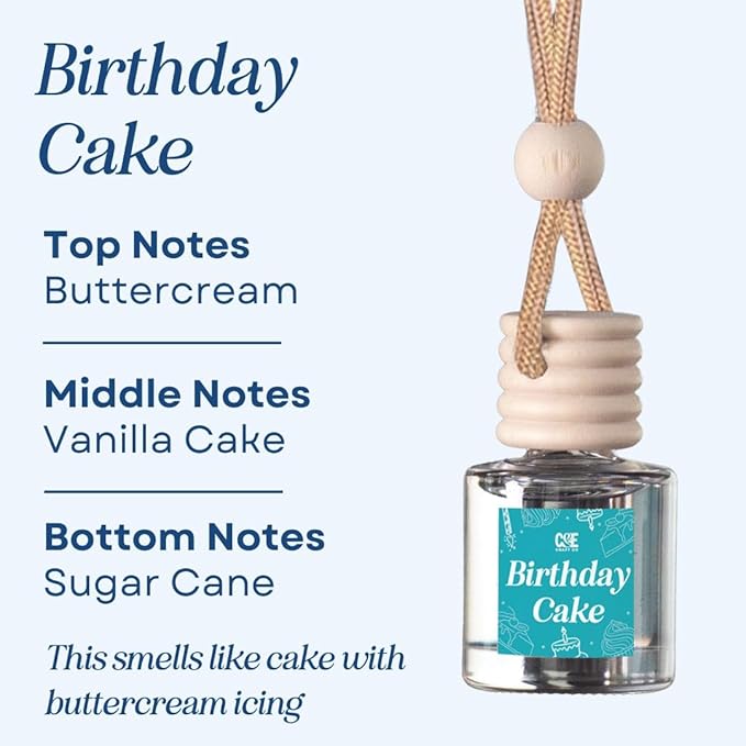 CANDECraftCo Car Air Hanging Fragrance Oil, Car Auto Freshener for Essential Oils, Scents Fragrance Aromatherapy Automobile Diffuser, Long Lasting (Birthday Cake)