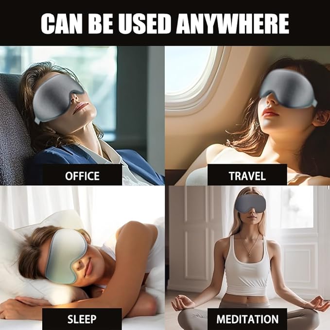 Sleep Mask for Side Sleeper Women Men, 100% Light-Blocking Eye Mask for Deeper Sleep, Zero Eye Pressure, Soft Breathable Adjustable Elastic Strap Perfect for Travel and Insomnia