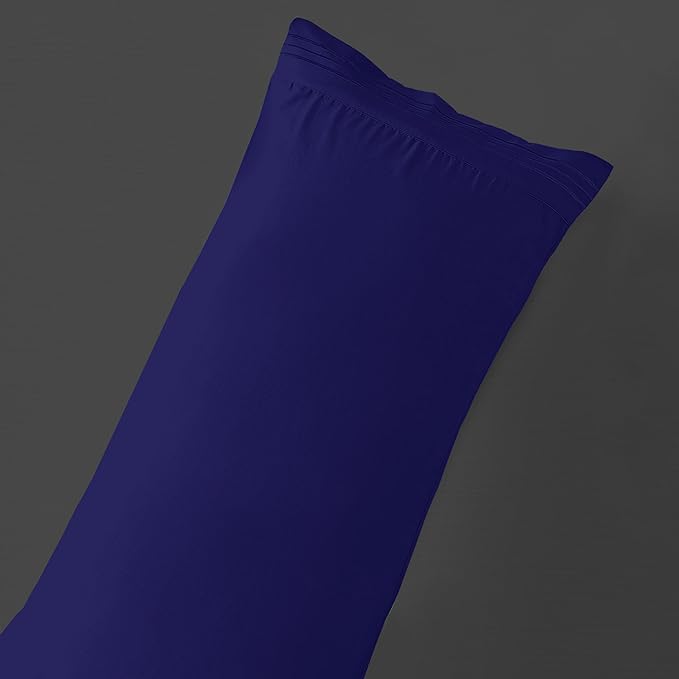 Mocassi 1-Piece Premium Body Pillowcase 1800 Series Hotel Quality Microfiber - Soft and Breathable with 3-Line Embroidery Wrinkle and Stain Resistant, Easy Care, 21" x 54", Imperial Blue