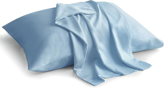 BEDELITE Pillow Cases Queen Size Set of 2, Rayon Derived from Bamboo, Cooling Pillow Cases for Hot Sleepers & Night Sweats, Breathable and Silky Soft Envelope Pillowcases(Blue, 20"x30")