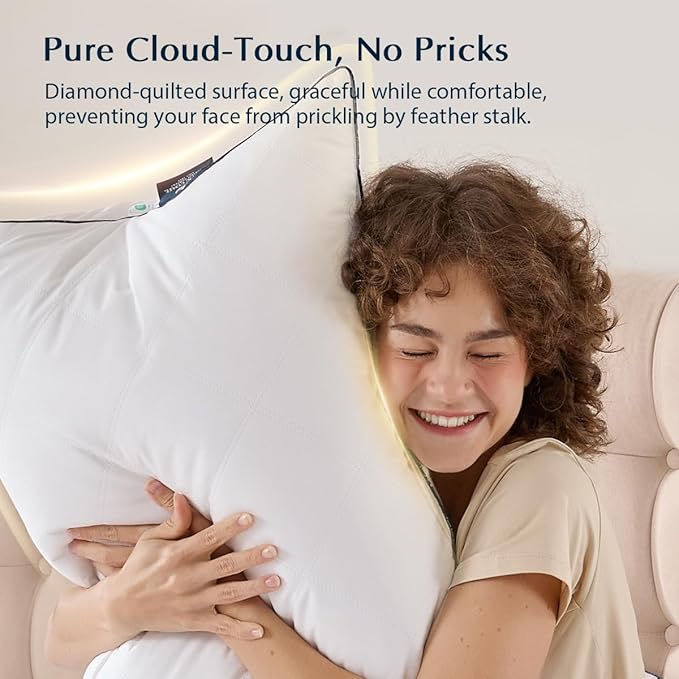 Pacific Coast Premium Goose Feather & Down Bed Pillows Standard Size 1-Pack, Hotel Quality Collection, Medium Support for Side & Back Sleepers