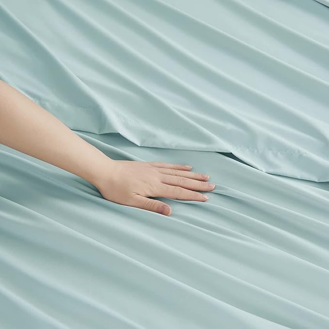 Clara Clark Twin XL Sheets, 5 Piece Set - Hotel Luxury Bed Sheets, Super Soft Bedding Set, Twin XL Size, Aqua Light Blue
