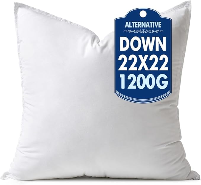 MIULEE 22x22 Synthetic Down Alternative Pillow Insert Euro Decorative Throw Pillow 22 x 22 Inch Body Bed Sleeping Ultra Soft Fluffy Form for Sofa Couch Bed