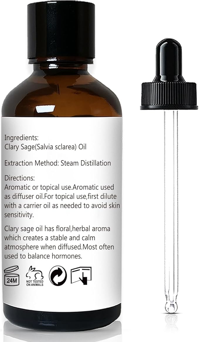 GM Gumili Clary Sage Essential Oil 1 oz-100% Pure & Undiluted Clary Sage Oil for Diffuser, Skin, Massage, DIY