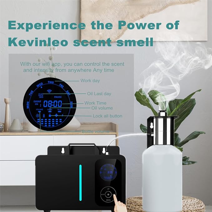 Smart Wifi Scent Air Machine 1200ML, Hotel Scent Diffuser Cover Up to 25.000 Sq. Ft., Waterless Cold Air Diffuser for Home, Aromatherapy Fragrance Machine for Essential Oils Large Room
