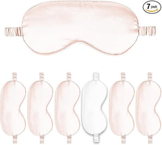 7PACK Satin Eye Mask Silk Sleep Masks Silky Blackout Eyes Covers Sleeping Blindfold Eyeshade Wedding Bridal Gift Travel Naps