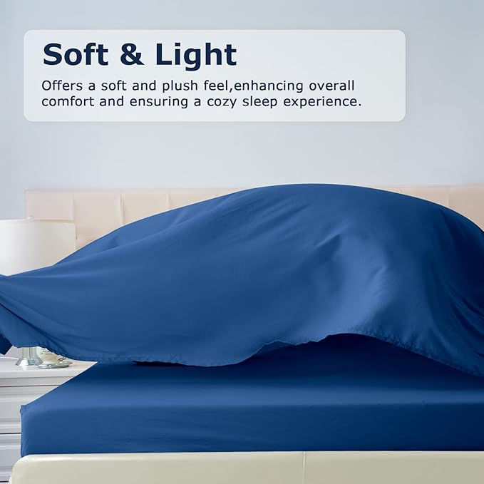 King Size Bed Sheet Set - 4 Piece Soft Microfiber Sheets with Deep Pockets, Cooling Technology, and Wrinkle-Free Pillowcase. Hotel-Quality, Durable Bedding, Prussian Blue