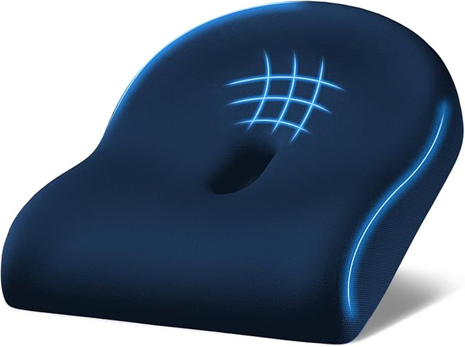 Seat Cushion for Pressure Relief - Ergonomic Home & Office Chair Cushions for Tailbone, Hip, Sciatica Support, Memory Foam Chair Pad for Long Sitting, Driving (Blue)
