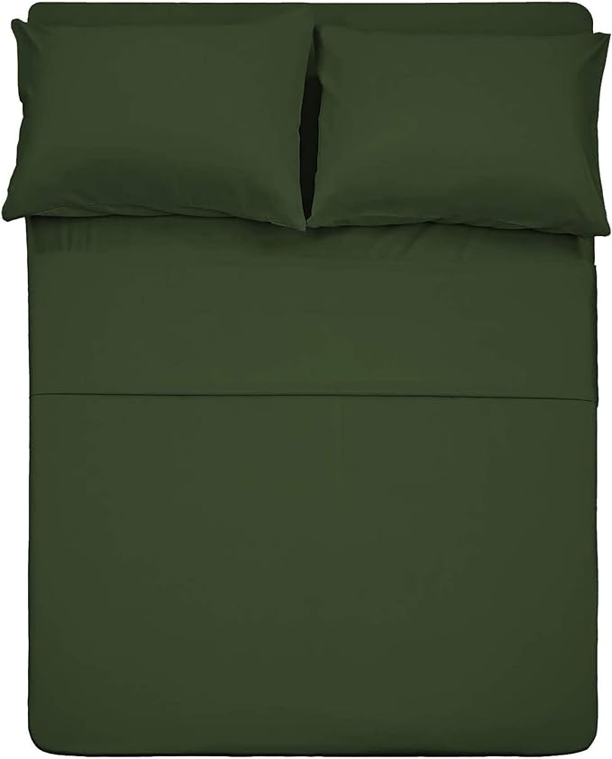 Best Season 4 Piece Bed Sheet Set (Queen Size Olive Green) 1 Flat Sheet,1 Fitted Sheet and 2 Pillow Cases,100% Brushed Microfiber 1800 Luxury Bedding,Deep Pockets,Extra Soft & Fade Resistant