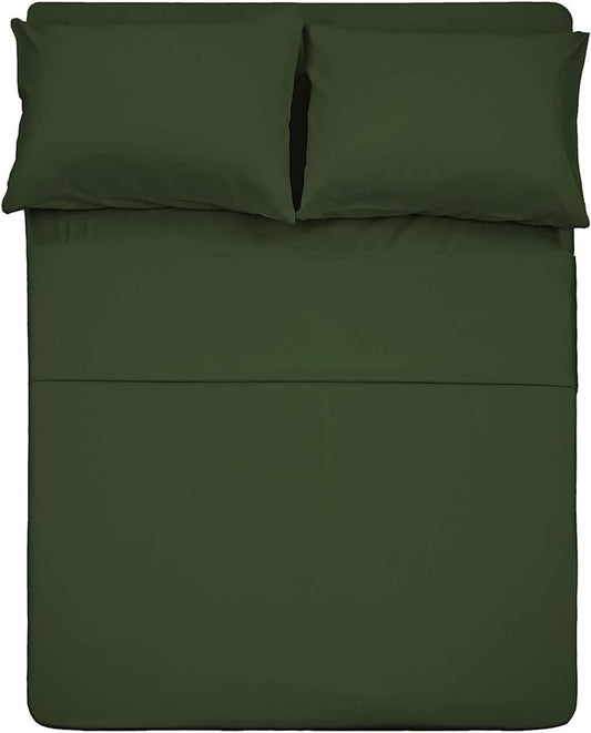 Best Season 4 Piece Bed Sheet Set (Queen Size Olive Green) 1 Flat Sheet,1 Fitted Sheet and 2 Pillow Cases,100% Brushed Microfiber 1800 Luxury Bedding,Deep Pockets,Extra Soft & Fade Resistant