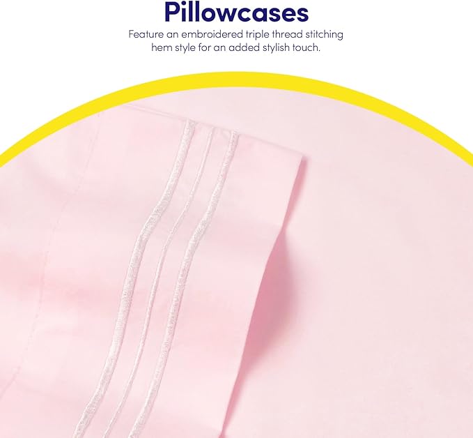 1500 Supreme Collection Extra Soft Split King Sheets Set, Pale Pink - Luxury Bed Sheets Set with Deep Pocket Wrinkle Free Bedding, Over 40 Colors, Split King Size, Pale Pink