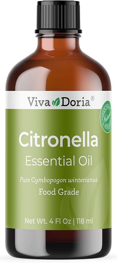 Viva Doria Citronella Essential Oil, 100% Pure, Natural Citronella Essential Oil, Undiluted, for Aromatherapy | Food Grade, 118 mL (4 Fluid Ounce)