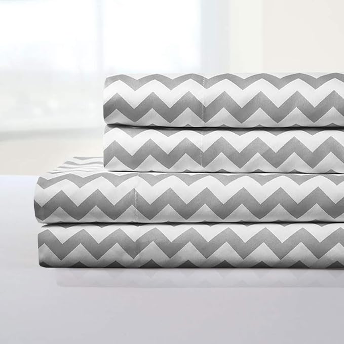 1500 Supreme Collection Queen Sheet Sets Chevron Gray - Luxury Hotel Bed Sheets and Pillowcase Set for Queen Mattress - Extra Soft, Elastic Corner Straps, Deep Pocket Sheets, Queen, Chevron Gray