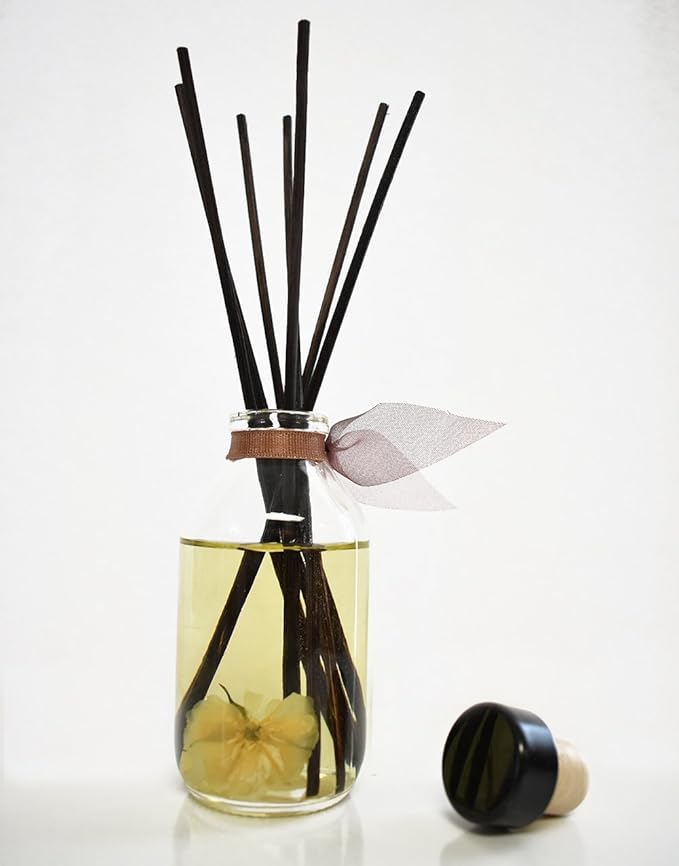 Reed Diffuser Set, Baltic Amber Scented Oil Diffuser with Sticks, Home Fragrance Accessories for Bathroom Shelf Decor, Aroma Diffusers for Home or Office Fall Decor, USA Made