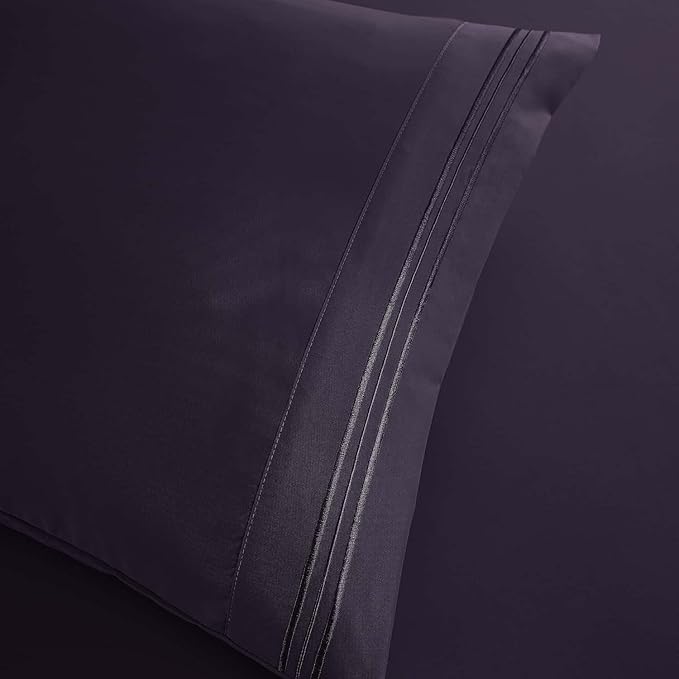 Clara Clark Twin Sheets, 5 Piece Set - Hotel Luxury Sheets for Twin Size Bed, Super Soft Bedding Set, Twin Size, Eggplant Purple