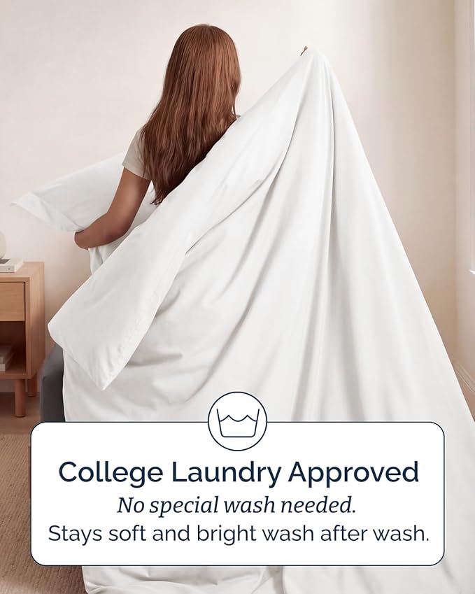 Duvet Cover Twin/Twin XL Size Set - Extra Soft Twin/Twin XL Duvet Cover 68" x 90" with 1 Pillow Sham - Hotel Luxury, Easy Care, Fade Free w/ Zipper Closures & Ties - Comfy & Breathable (Antique White)