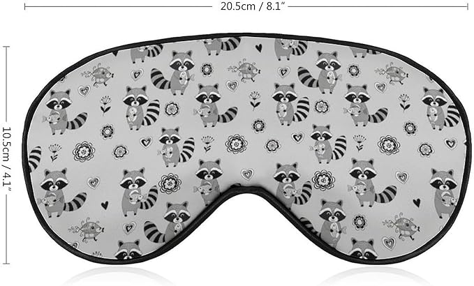 SWEET TANG Sleep Eye Mask for Men Women, Compatible with Cute Raccoon Sleeping Masks Blindfold, Block Out Light Soft Cover for Travel Yoga Nap