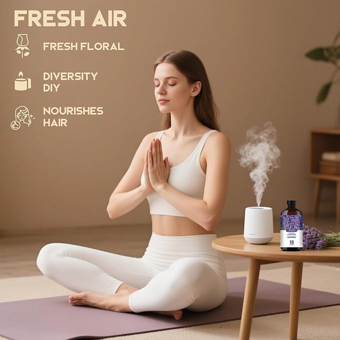 Lavender Essential Oil – MLYNKL Lavender Oils 16.33 fl oz for Diffusers, Humidifiers, Massage, DIY Candles, Soap, Cleaning, Home, Yoga, Office, Gifts - 490 ml