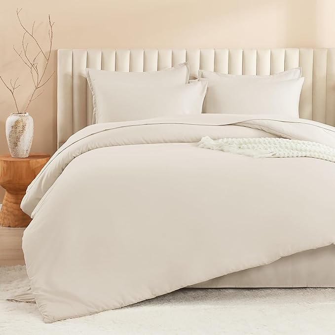 Litanika Twin XL Comforter Set Beige - 5 Pieces Twin Extra Long Bed in a Bag for College Dorm, All Season Bedding Set for Girls and Boys, Cream Soft Bed Set