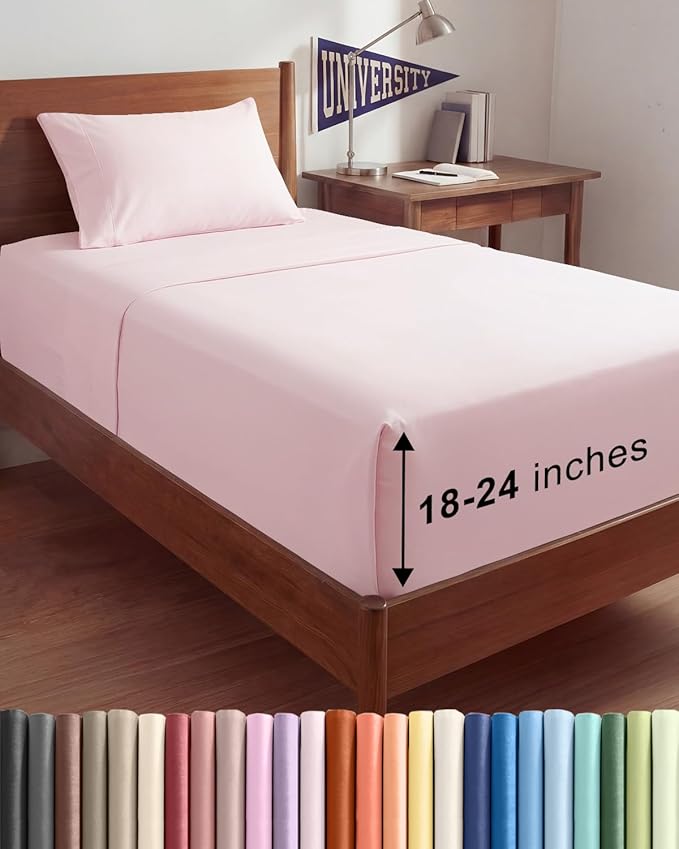 Extra Deep Twin XL Sheet Set - 3 Piece Breathable & Cooling Bed Sheets - Easily Fits 18 to 24 inch Mattress - Soft, Wrinkle & Fade Free with Extra Deep Pockets - Hotel Luxury Bedding - Lavender Pink