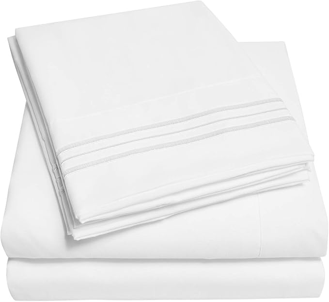 1500 Supreme Collection Extra Soft RV Short Queen Sheets Set, White - Luxury Bed Sheets Set with Deep Pocket Wrinkle Free Hypoallergenic Bedding, Over 40 Colors, RV Short Queen Size, White