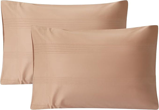 100% Cotton Pillow Cases Set of 2, Sateen Stripe Standard Size Pillowcase, Soft Breathable Pillow Covers, Hotel Quality Bedding, 20" x 30", Mirage Gray