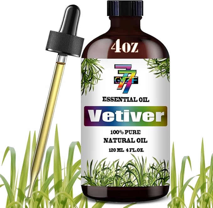 Vetiver Essential Oil - Vetiver Oils for Diffusers, Humidifiers, DIY Candles, Soap, Cleaning, Home, Office, Yoga, Massage, Gifts - 4 fl oz (120 ml) - GV77ZF