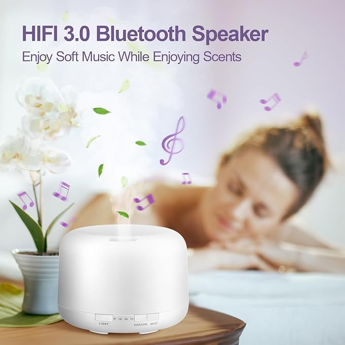 Diffusers for Essential Oils Large Room 500ML+8 Colors Aromatherapy Diffuser with Remote,3 in 1 Ultrasonic Diffuser,Timer and Auto-Off Safety Diffuser,Best Diffusers for Home