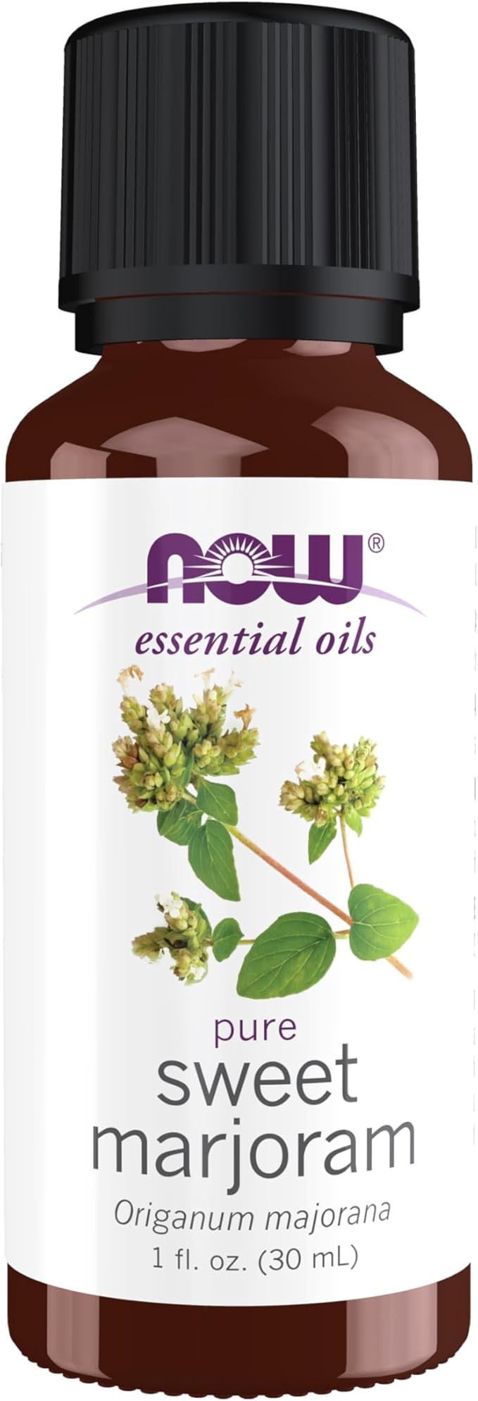 NOW Essential Oils, Marjoram Oil, Normalizing Aromatherapy Scent, Cold Pressed, 100% Pure, Vegan, Child Resistant Cap, 1-Ounce