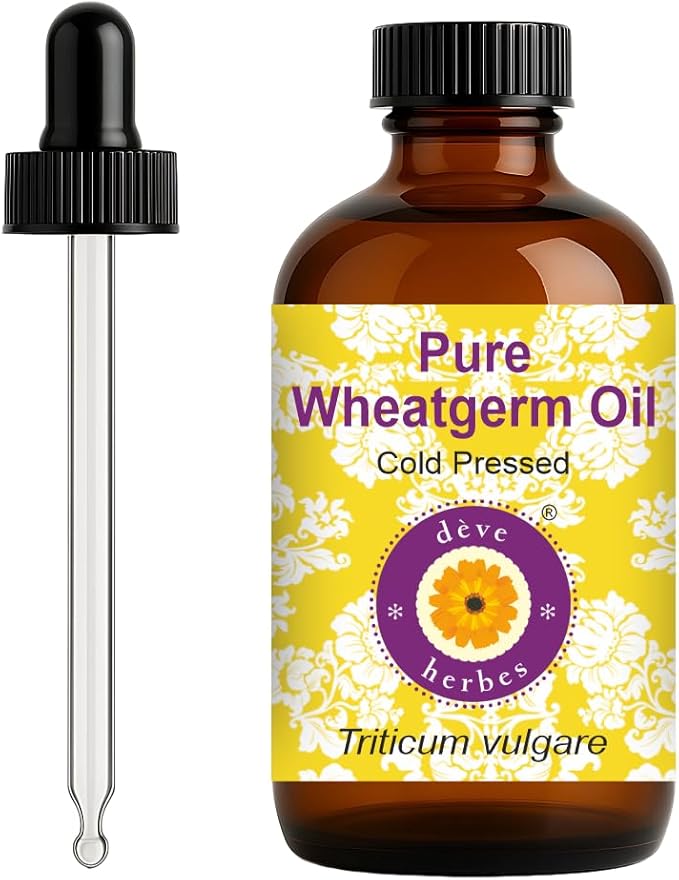 dève herbes Wheatgerm Oil (Triticum vulgare) with Glass Dropper | Cold Pressed | Pure | Natural | For Diluting Essential oils | For Skin & Massage | Non-Sticky| Lightweight| Unisex | 120ml (4 oz)
