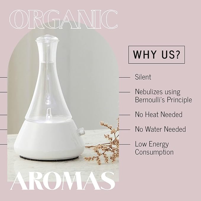 Nebulising Essential Oil Diffuser - Opulence I Hand-Crafted Glass Aromatherapy Diffuser with Black Ceramic Base, LED Light Room Diffusers for Home, Elegant Décor & Wellness Gift