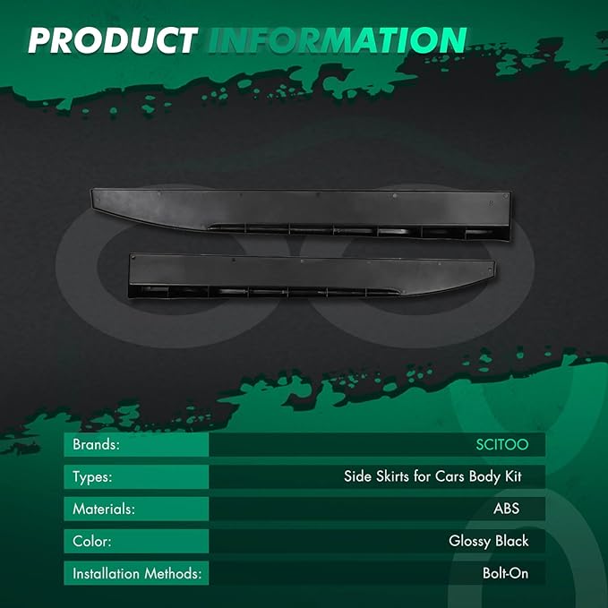 SCITOO Glossy Black ABS Universal Side Skirt Rocker Splitters Winglet Canard Diffuser