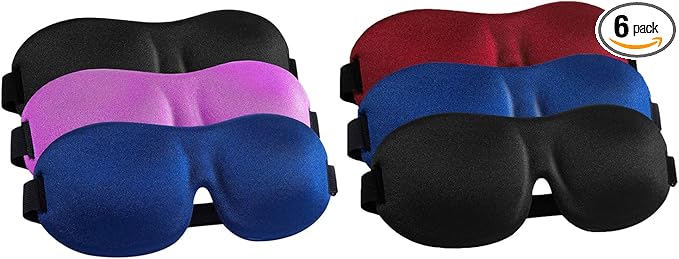 Sleep Mask for Side Sleeper 6 Pieces, 100% Blackout 3D Eye Mask for Sleeping, Night Blindfold for Men Women