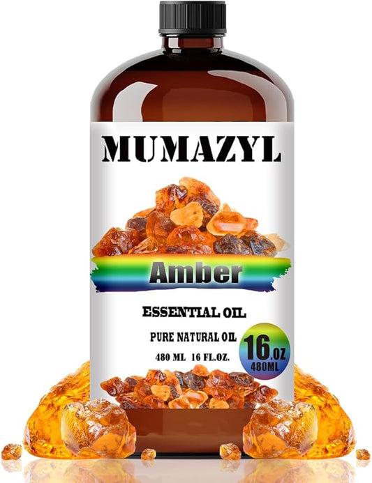 Amber Essential Oil, Amber Oil 16 Fl Oz 480ML for Diffuser Humidifier Yoga Cleaning DIY Candle Soap Making MUMAZYL Essential Oils