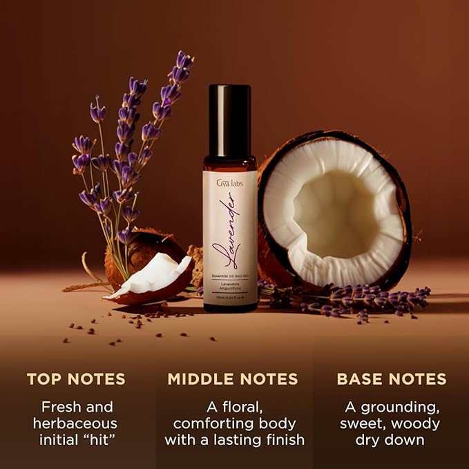 Gya Labs Lavender Essential Oil Roll On - 0.34 Fl Oz - Travel Size Roller for Camping, Skin, Aromatherapy Relief, Convenience