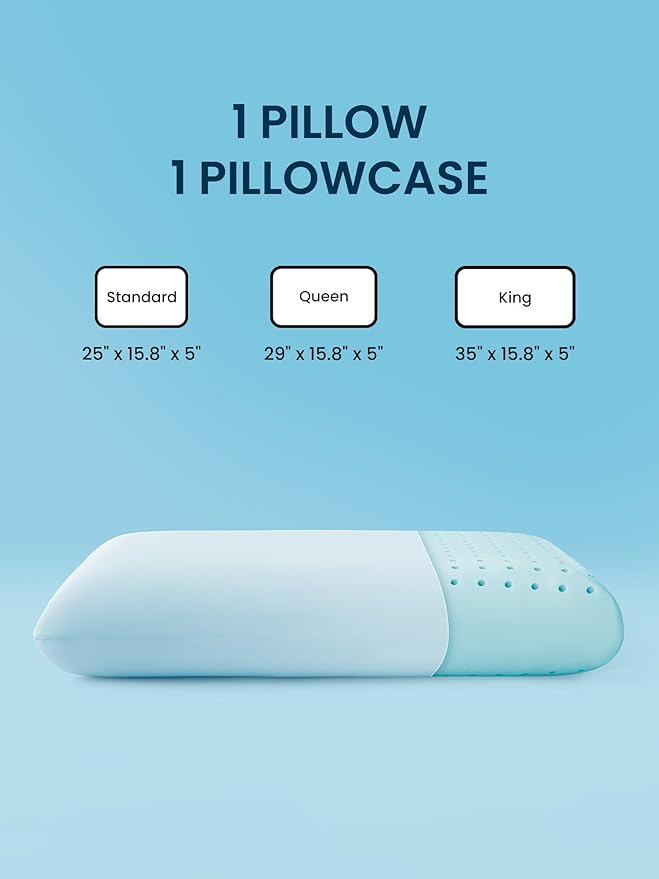 SLEEP ZONE Cooling Memory Foam Pillow - Odorless, Breathable, Skin-Friendly with Superior Support for Back, Stomach or Side Sleepers, Home, Hotel, Hospital Essentials (Blue, Queen, 1 Pack)