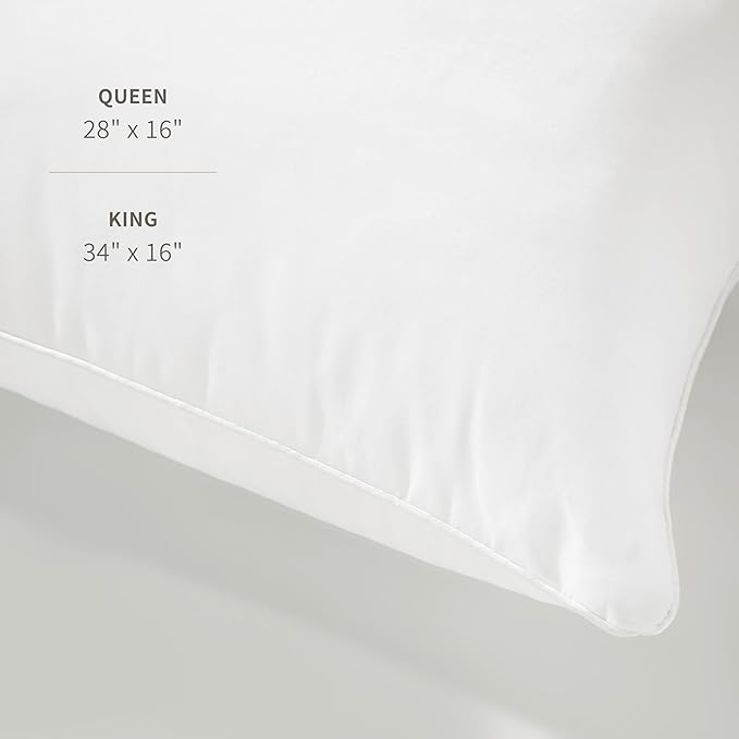 Saatva Down Alternative Pillow - Hypoallergenic Pillow with Plush & Airy Feel - Breathable Organic Cotton Cover - Standard Loft (4"-5") Microdenier Down Alternative - King (34"x16"), 1 Pack