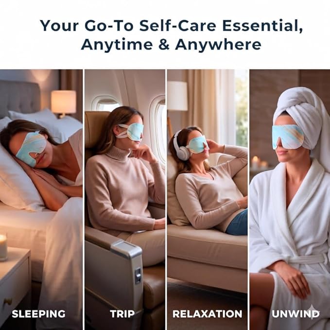 16 Packs Self Heating Steam Eye Masks: Disposable Moist Warm Compress for Dry Eyes,Tired Eyes and Stye Relief, Unscented Eye Mask for Sleep, Travel and Relaxation, No Microwave Needed