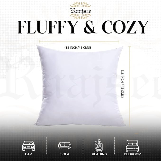 18x18 Pillow Inserts Set of 2 , Soft Hypoallergenic Down Alternative Throw Pillow Inserts 18 X 18 , Throw Pillows for Couch, Sofa Pillow Filling Stuffing for Decorative Covers, Pillow Forms 18x18