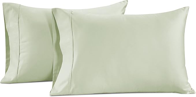 LANE LINEN Pillows Standard Size Set of 2 Soft 100% Egyptian Cotton Sateen Cool & Smooth Pillowcases Queen - Mineral