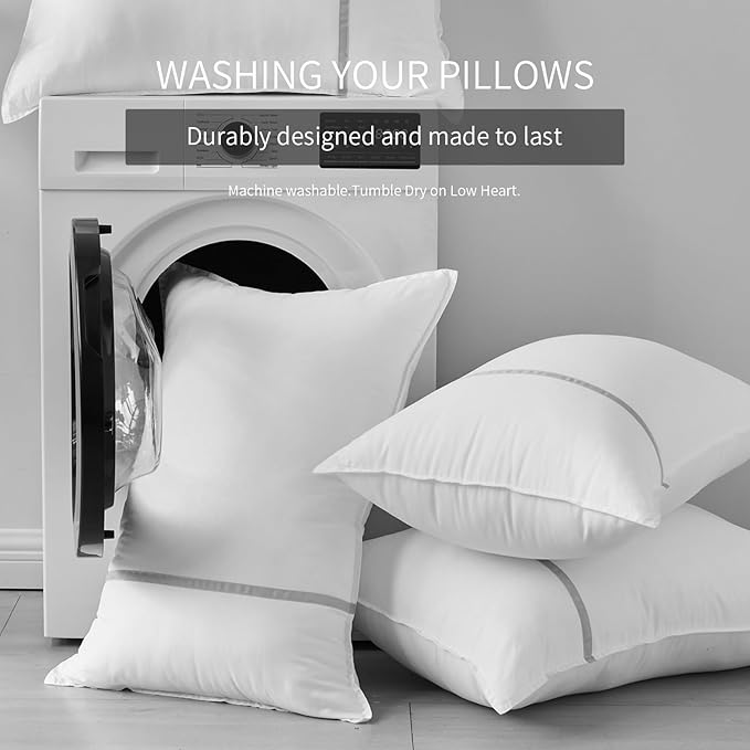 Bed Pillows Queen Size Set of 2, Medium Firm Hotel Pillows for Sleeping, Cooling Pillows for Side & Back Sleepers, Down Alternative Filling, 20 x 28 Inches